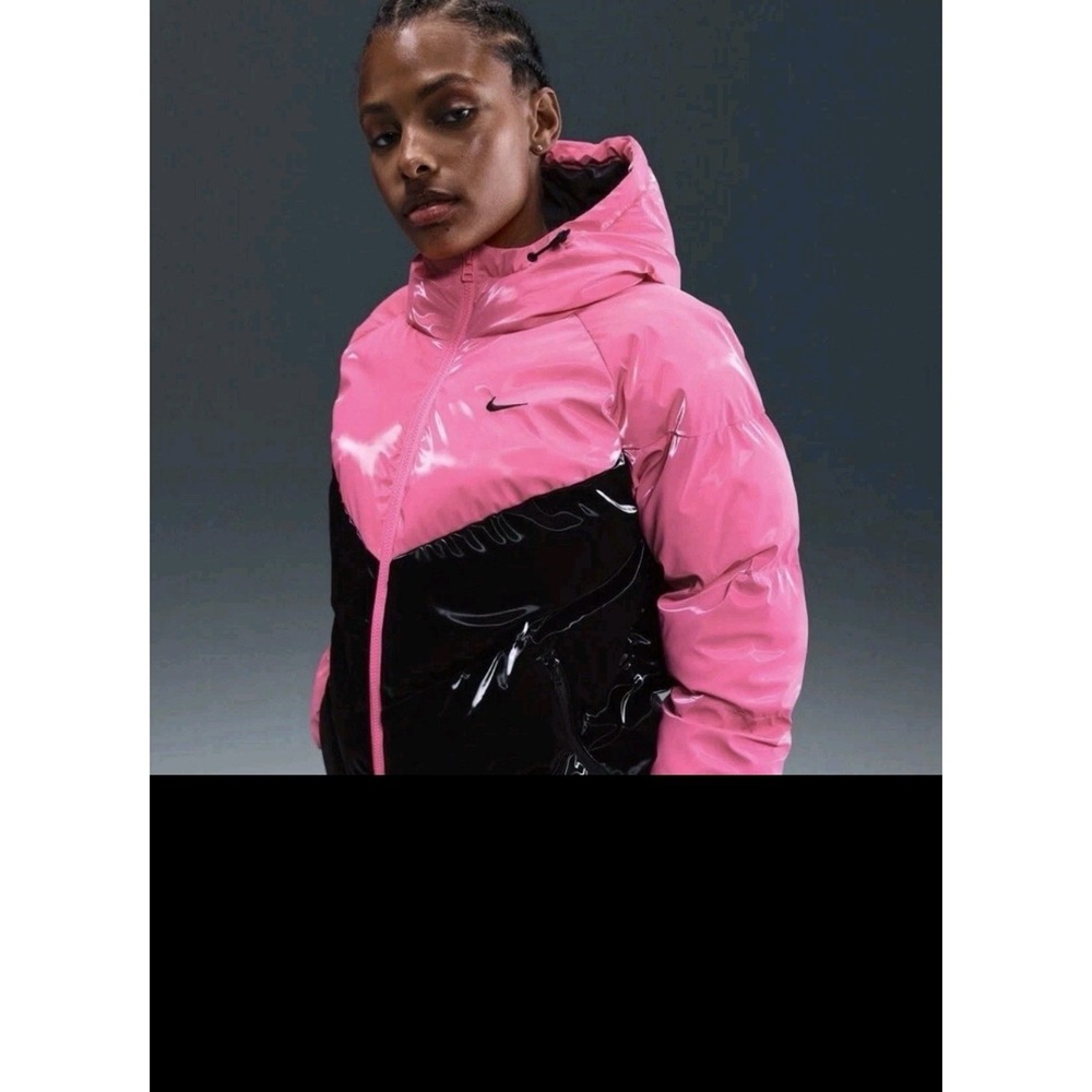 Nike Therma-Fit Shine Puffer Jacket Pink Black HV5242 649 Women's Small NWT